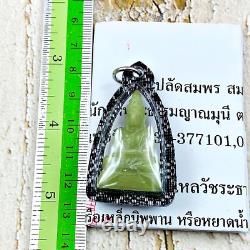Leklai Buddha Lucky Green Glow In Dark Stone Wealth Somporn Thai Amulet #17635