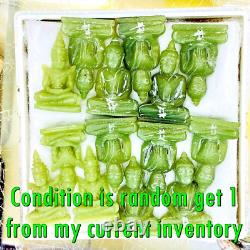 Leklai Buddha Lucky Green Glow In Dark Stone Wealth Somporn Thai Amulet #17635