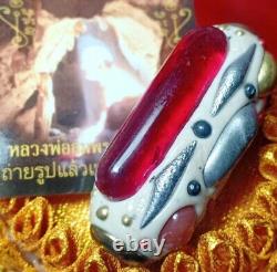 Leklai Pandent Takrut Amulet Wealth Buddha Thai LPSomporn Luck Protect 5.5 Heal