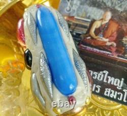 Leklai Pandent Takrut Wealth LP Somporn Amulet Buddha Thai Luck Protect Heal