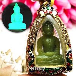 Leklai Statue Green Glow in Dark Buddha Thai Amulet Moon Light Lp Somporn #9095