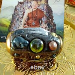 Leklai Thai Pendant Amulet Brown Takrut Heal Buddha Somporn Protect Luck Wealth