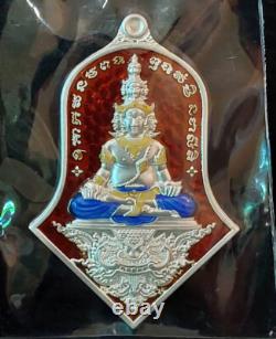 Lord Buddha 9 Face Silver Red LP Thongdam Thai Amulet Bring Lucky Wealth Rich