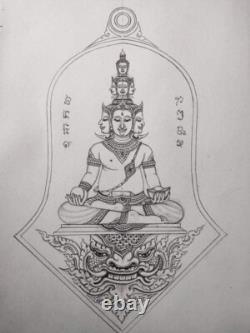 Lord Buddha 9 Face Silver Red LP Thongdam Thai Amulet Bring Lucky Wealth Rich