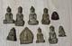 Lot Of 10 Ancient Thai Amulets In Bronze Buddha