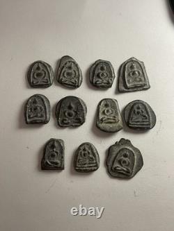 Lot of 11 Thai Mini Buddha Amulets Vintage Metal Buddhist Pendants
