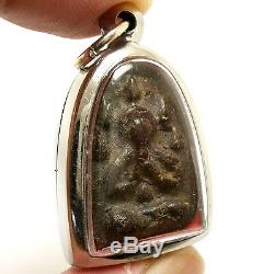 Lp Boon Thai Miracle Amulet Pendant Pra Pidta Close Eye Buddha Strong Protection