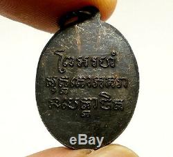 Lp Cham Blessed In 1943 Coin Thai Buddha Amulet Success Lucky Money Rich Pendant