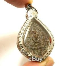 Lp Kaew Small Ooj Coin Thai Antique Buddha Magic Amulet Pendant Life Protection