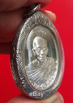 Lp Koon Wat Banrai Rien Metta Be. 2555 Silver Thai Amulet Buddha Coin Code. 1482