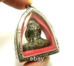 Lp Kron Pidta Pitta Metal Close Eyes Buddha Cron Real Thai Amulet Lucky Pendant