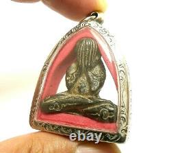 Lp Kron Pidta Pitta Metal Close Eyes Buddha Cron Real Thai Amulet Lucky Pendant