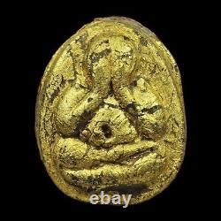 Lp Lham Phra Pidta Pitong gold Thai Buddha Amulet Pendant Lucky Talisman BE 2539