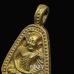 Lp Ngern Thai Amulet Buddha Magic Gold Brass Coin Talisman Lucky Money Pendant