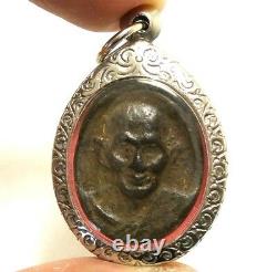 Lp Suang Blessed 1974 Back Magic Close Eye Buddha Amulet Lucky Rich Thai Pendant