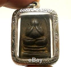 Lp Tim Pidta Close Eyes Buddha Yantra Thai Strong Life Protection Amulet Pendant