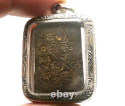 Lp Tim Pidta Close Eyes Buddha Yantra Thai Strong Life Protection Amulet Pendant