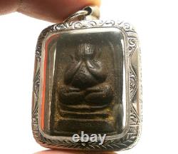 Lp Tim Pidta Close Eyes Buddha Yantra Thai Strong Life Protection Amulet Pendant
