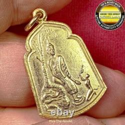 Lp Toh Pa Lelai Buddha Bai-sakae Medal 2534 Wat Saothonghin Gold Gilded Amulet
