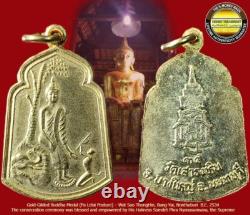 Lp Toh Pa Lelai Buddha Bai-sakae Medal 2534 Wat Saothonghin Gold Gilded Amulet