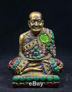 Lp Tuad Toud base Somdej Brass Mixed Monk Old Thai Buddha Amulet Free Shipping