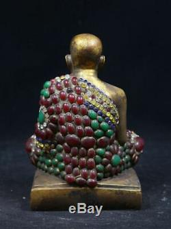 Lp Tuad Toud base Somdej Brass Mixed Monk Old Thai Buddha Amulet Free Shipping