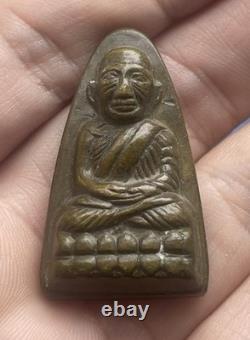 Luang Pu Thuad Thai Buddha Amulet Wat Chang Hai Metal Iron Shape Vintage