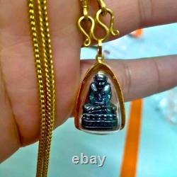 Luang Pu Thuat Thai Buddha Amulet Solid Gold 75% Frame Waterproof Lucky Fashion
