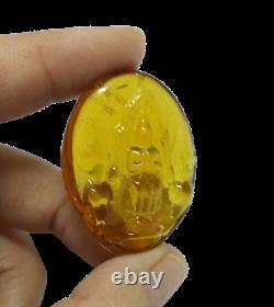 Magic LekLai Kaew Phra Yod Koon Pol Yellow Buddha Thai Protection Power Amulet