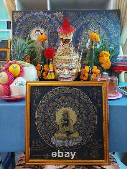 Magic Yant Cloth Big Buddha AJ Amon Thai Amulet Power Luck Fortune Wealth Y23