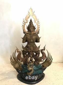 Magnificent Brass Statues Giant Deity Thao wessuwan Thai Buddha Amulet Rich