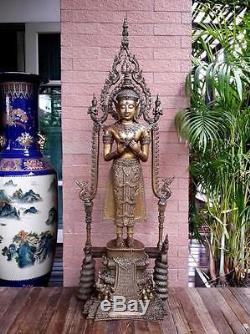 Masterpiece Magnificent Bronze Buddha Emperor King Thai Amulet Statues Ceremony