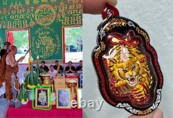 Medal Gold Tiger Royal King Lp Chanai Thai Buddha Amulet Water Proof Case