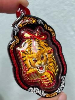 Medal Gold Tiger Royal King Lp Chanai Thai Buddha Amulet Water Proof Case