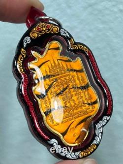 Medal Gold Tiger Royal King Lp Chanai Thai Buddha Amulet Water Proof Case