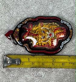Medal Gold Tiger Royal King Lp Chanai Thai Buddha Amulet Water Proof Case
