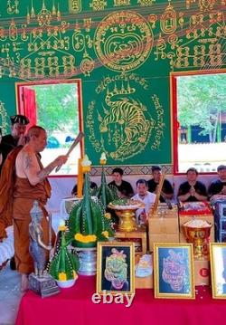 Medal Gold Tiger Royal King Lp Chanai Thai Buddha Amulet Water Proof Case