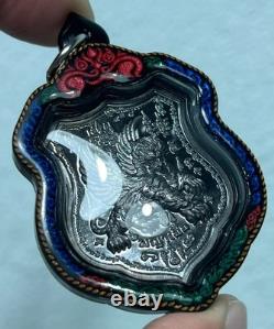 Medal Tiger King Wing Flying V. 2 Lp Chanai Thai Buddha Amulet Water Proof Case