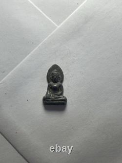 Mini Thai Buddha Amulet Leaf Shape Back Small Metal Pendant