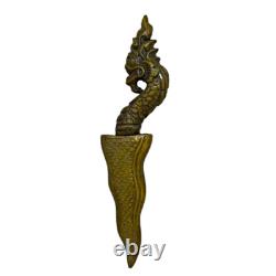 Naga Nagini Serpent Water Deity Buddha Yant Thai Amulet Brass Knife Meed Mor