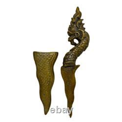 Naga Nagini Serpent Water Deity Buddha Yant Thai Amulet Brass Knife Meed Mor