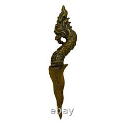 Naga Nagini Serpent Water Deity Buddha Yant Thai Amulet Brass Knife Meed Mor