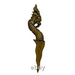 Naga Nagini Serpent Water Deity Buddha Yant Thai Amulet Brass Knife Meed Mor