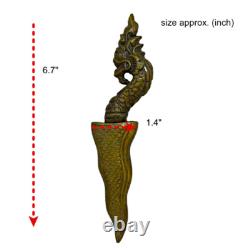 Naga Nagini Serpent Water Deity Buddha Yant Thai Amulet Brass Knife Meed Mor
