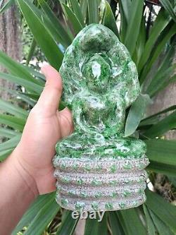 Naga Prok Buddha statue, Thai amulet made from clay, old antique #1