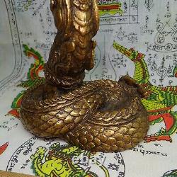 Naga Thai Buddha Statue Protect Buddhism Magic Snake Brass Sculpture Naga