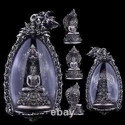 Naka Covering Buddha Silver Color Phra Wimuttisuk Tewanakarach Thai Amulet