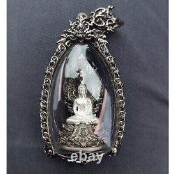 Naka Covering White Gold Buddha Phra Wimuttisuk Tewanakarach Thai Amulet Pendant