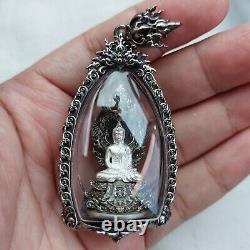 Naka Covering White Gold Buddha Phra Wimuttisuk Tewanakarach Thai Amulet Pendant