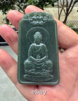 Natural Hetian Taqing Jade Vairocana Buddha Pendant Zodiac Monkey Tai Chi Amulet
